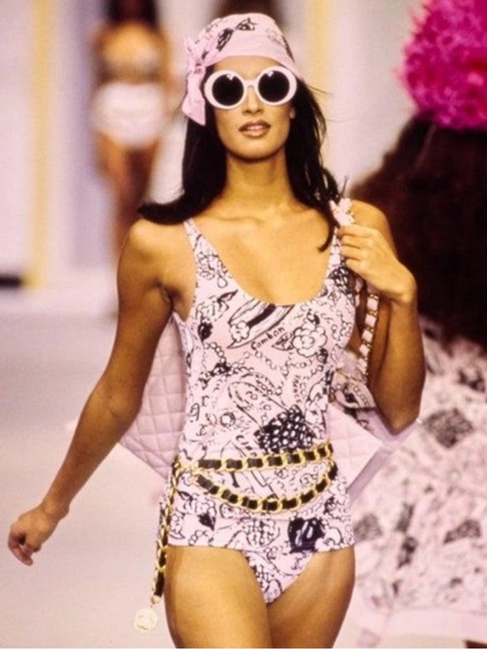 CHANEL Accessories - CHANEL 93P Pink Cotton Scarf Camellia Pearls Bows Classic Flap Bag Sketch Motifs